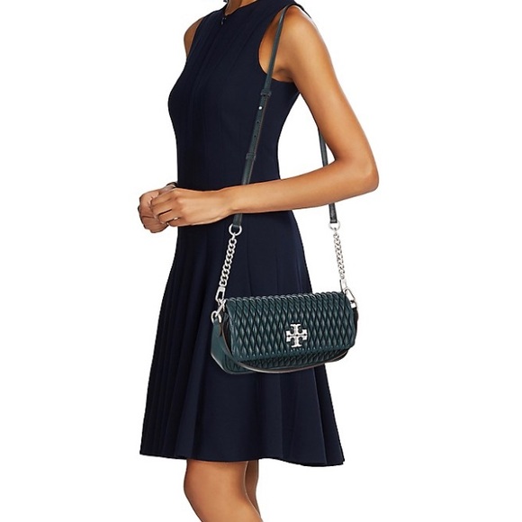 SOLD⛔️Authentic TORY BURCH Quilted Leather logo magnetic flap satchel/shoulder - Picture 16 of 16